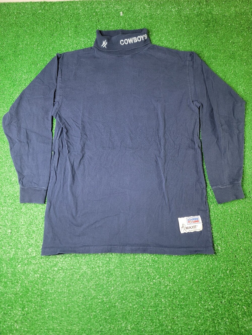 Vintage Pro Line MAXIT Dallas Cowboys Mock Turtleneck Long Sleeve Men's Shirt L